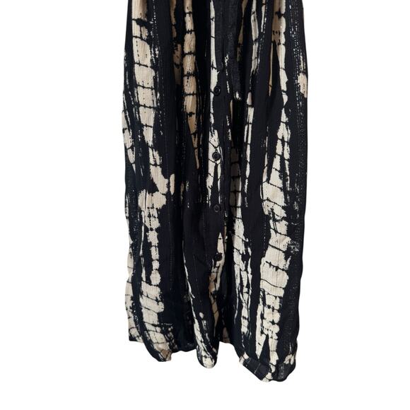 ba&sh Kenya Tie Dye Dress Size Large (3) Black Noir & Beige Metallic 3/4 Sleeves - Picture 8 of 13
